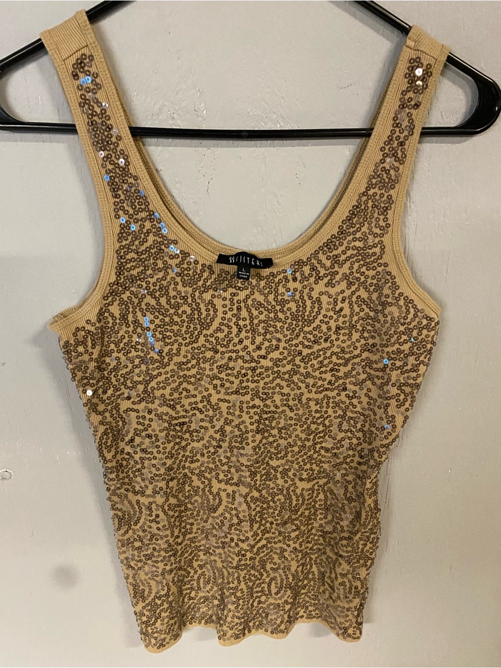 Sisters Gold  Sequin  Women’s Y2K Large Tank Top Vintage Style